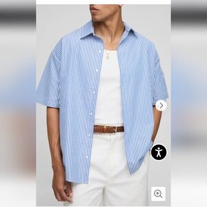 NWT Boohoo Mens Oversized Striped Short Sleeve Shirt, Size M